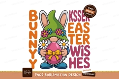 Easter bunny gnome holding pink egg with flowers image Product Image 1