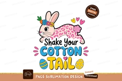 Pink bunny with leopard print and floral crown easter Product Image 1