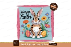 Spotted bunny with flowers and eggs rabbit easter Product Image 1