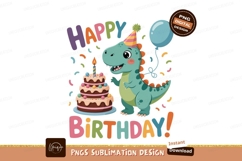 Dinosaur birthday celebration with cake and balloon Product Image 1