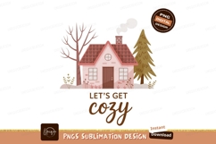 Cozy winter house with bare tree and pine smoke Product Image 1