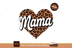 Mama Leopard Heart Sublimation Png Product Image 1