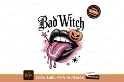 Glamorous witch lips with pumpkin and magic wand mouth Product Image 1