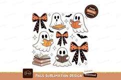 Spooky ghosts reading books and bows orange Product Image 1
