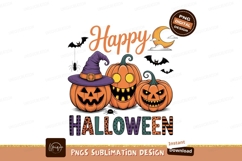 Happy Halloween Pumpkins Bats Moon jackolantern witchhat Product Image 1
