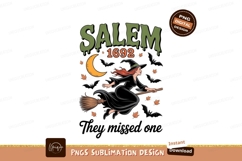 Salem witch flying broomstick moon bats halloween Product Image 1
