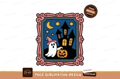 Spooky Ghost Haunted House Pumpkin Moon Stars image Product Image 1