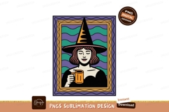 Witch holding mug with wavy background drink beverage Product Image 1