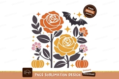 Orange yellow roses bat pumpkins stars flowers Product Image 1