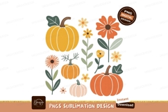 Autumn pumpkins and flowers orange yellow Product Image 1