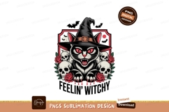 Black cat witch skulls roses image Product Image 1