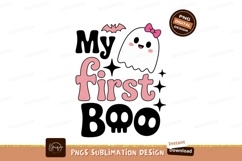 Cute ghost bat and text pink white Product Image 1