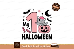 Pink cat number one halloween pumpkin candy image Product Image 1