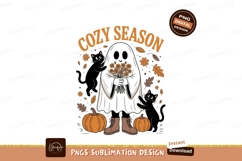 Autumn character holding flowers and pumpkins fall Product Image 1