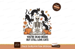 Skeleton cats pumpkins autumn black orange Product Image 1