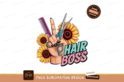 Hand holding scissors comb sunflowers hair boss image Product Image 1