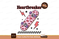 Pink skateboard with lips and hearts lightning Product Image 1