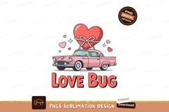 Pink classic car with heart gift ribbon Product Image 1