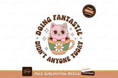 Pink cat in coffee cup with flowers image Product Image 1