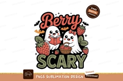 Cute ghosts reading and holding strawberries strawberry Product Image 1