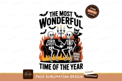 Skeletons on flaming couch with cupcake flames candles Product Image 1