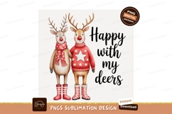 Two reindeer wearing festive attire holiday winter Product Image 1