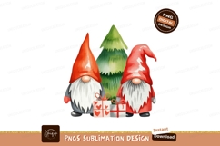 Festive gnomes with gifts and evergreen tree christmas Product Image 1