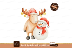 Moose snowman friendship holiday Christmas Product Image 1