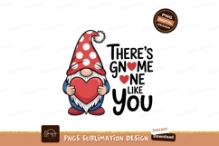 Gnome holding red heart with polka dot hat white Product Image 1