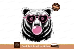 Bear With Heart Glasses Blowing Bubblegum PNG Product Image 1