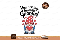 Gnome holding red heart surrounded by hearts white Product Image 1