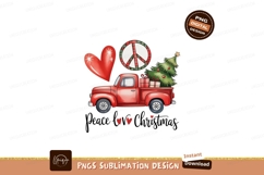 Red truck christmas tree gifts peace heart image Product Image 1