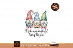 Three gnomes holding gifts and tree christmas holiday Product Image 1