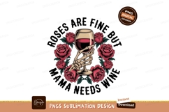Skeleton hand holding wine glass surrounded by roses Product Image 1