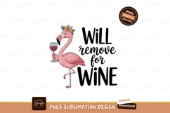 Pink flamingo wearing flowers holding wine glass image Product Image 1