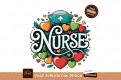 Nurse Appreciation Design With Hearts And Cap PNG Product Image 1