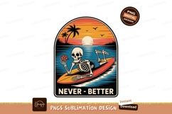 Skeleton surfer sunset flower surfboard ocean Product Image 1