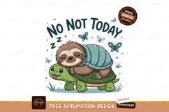 Sloth sleeping on turtle with butterflies cute Product Image 1