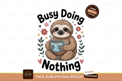 Cute sloth holding coffee cup with flowers spoon Product Image 1