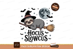 Sleeping sloth flying on broomstick with moon Halloween Product Image 1