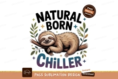 Relaxed sloth on branch with leaves and stars animal Product Image 1