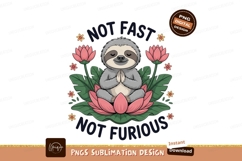 Meditating sloth surrounded by lotus flowers leaves Product Image 1