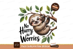 Cute sloth hanging on branch with leaves animal Product Image 1