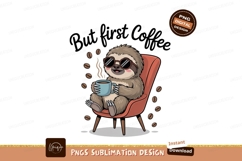 Sloth drinking coffee in chair sunglasses Product Image 1