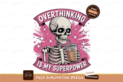 Skeleton drinking coffee with pink background skull Product Image 1