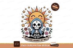 Skeleton meditating under happy sun stars flowers Product Image 1