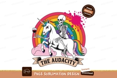 Skeleton riding unicorn rainbow wine glass Product Image 1