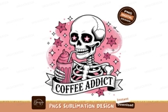 Skeleton drinking pink milkshake with stars image Product Image 1