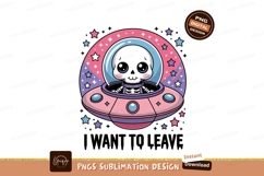Cute alien in flying saucer with stars spaceship kawaii Product Image 1