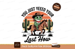 Frog cowboy riding horse with cacti cactus Product Image 1